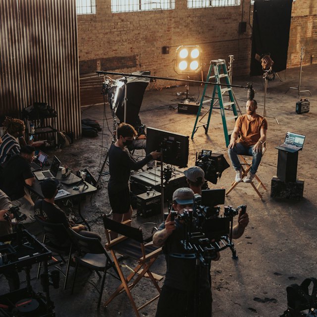 Film crew on a production set