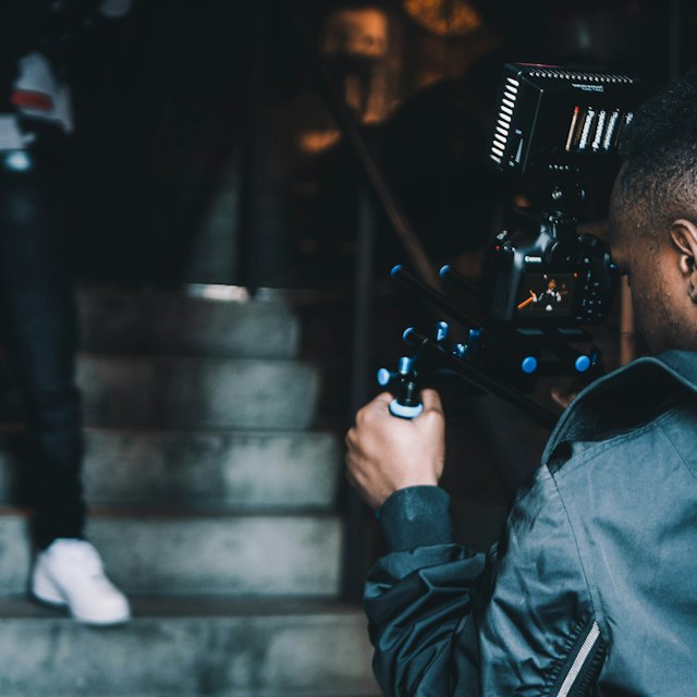 Videographer shooting on location